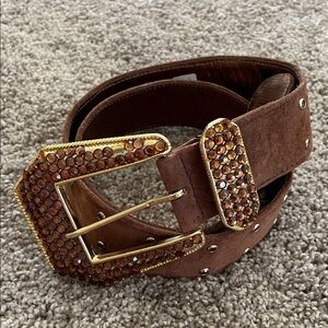 Elegant Brown Belt with Gold Accents